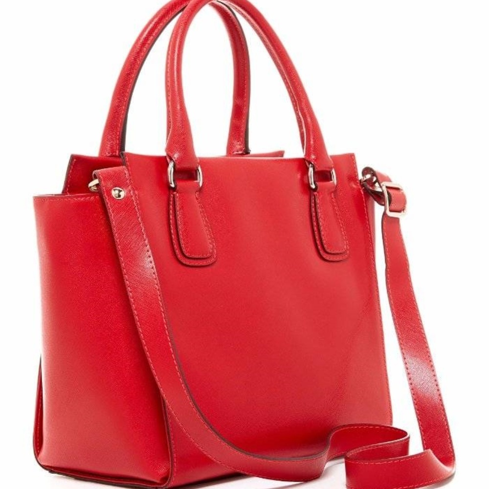 ABRO Red Saffiano Satchel Crossbody Handbag NEW